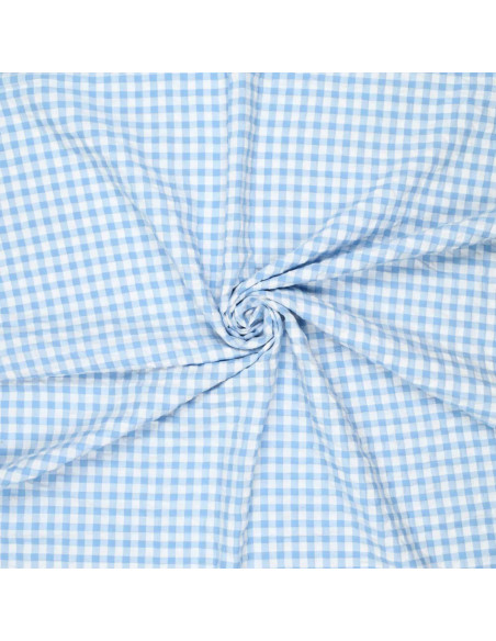 Seersucker geruite stof - Blauw