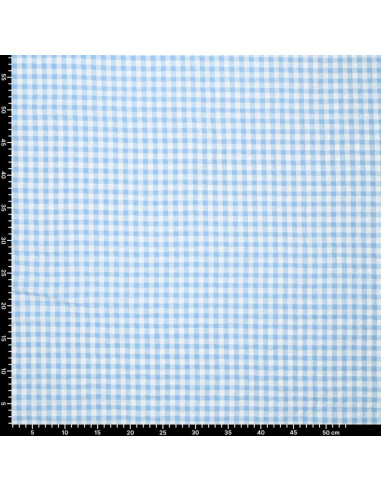 Seersucker geruite stof - Blauw