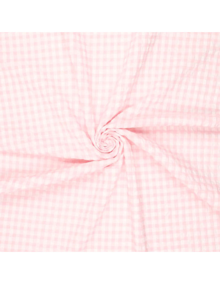 Seersucker geruite stof - Roze