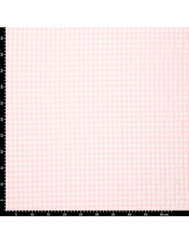 Seersucker geruite stof - Roze