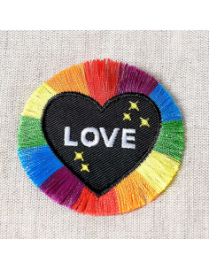 Strijkembleem hart LOVE - Multicolor