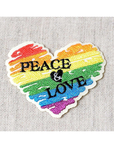 Strijkembleem Love - Peace and love