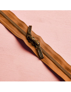 Dubbele ritssluiting Messing en Pecan pie 40 cm - Atelier Brunette