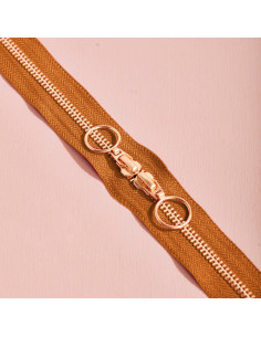 Dubbele schuifsluiting Gold en Pecan Pie 40 cm - Atelier Brunette