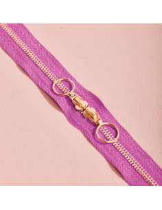 Dubbele schuifsluiting Gold en Bubble Gum 40 cm - Atelier Brunette