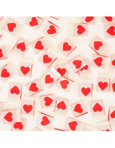 Set van 8 geweven labels - Red heart