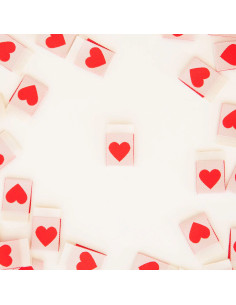 Set van 8 geweven labels - Red heart 2