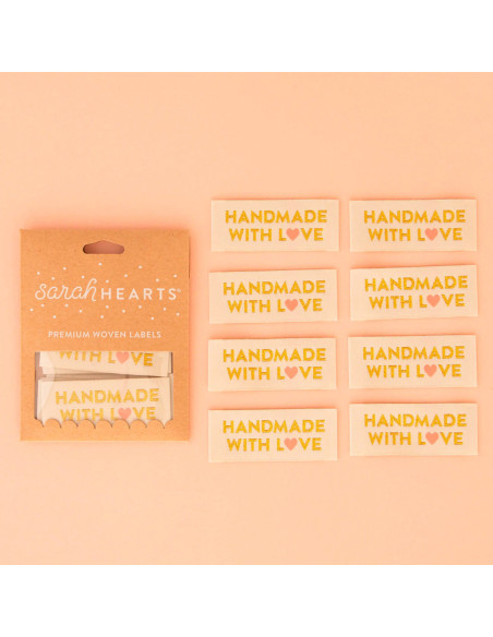Set van 8 geweven labels - Handmade with love - Goud