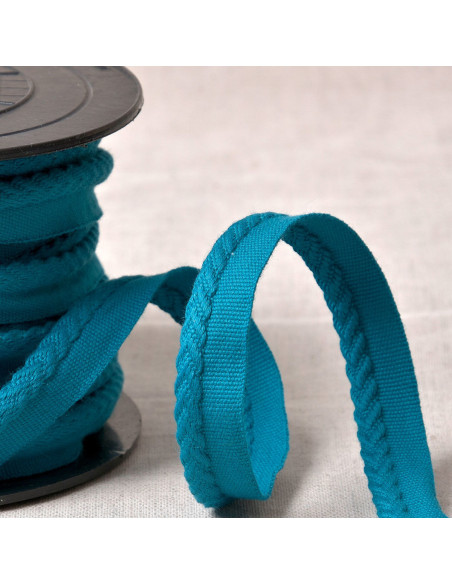 Chevron paspelband - Eendblauw