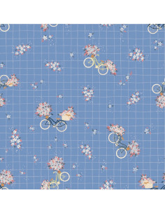 Katoensatijnstof Fiets blauw - Lise Tailor 2