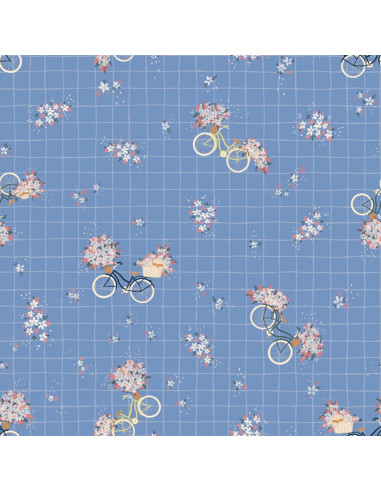 Katoensatijnstof Fiets blauw - Lise Tailor