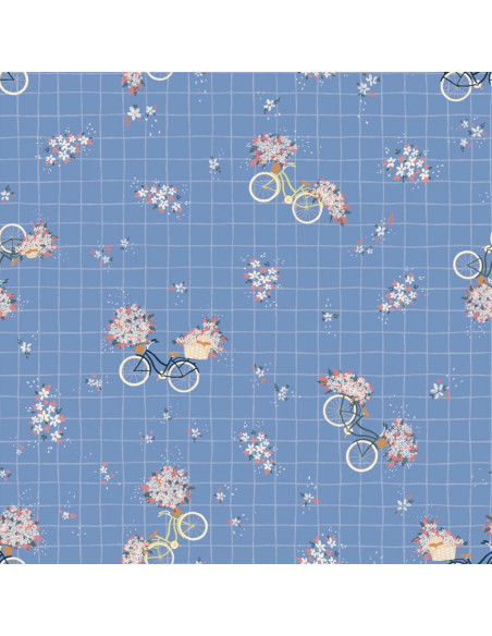 Katoensatijnstof Fiets blauw - Lise Tailor