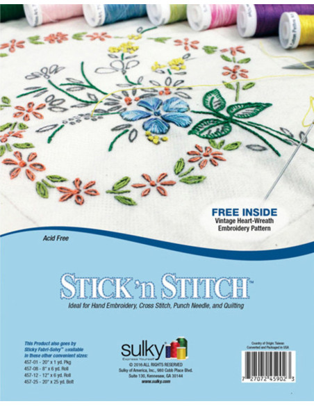 Set van 12 wateroplosbare, zelfklevende en bedrukbare A4 Stick N Stitch Sulky vellen