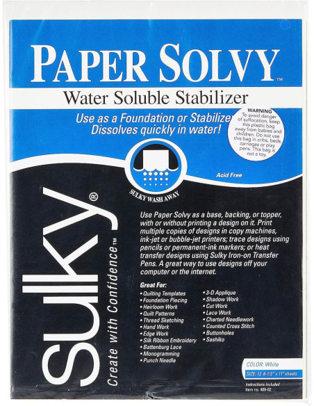 Set van 11 vellen wateroplosbare en bedrukbare stabilisator Sulky Paper Solvy