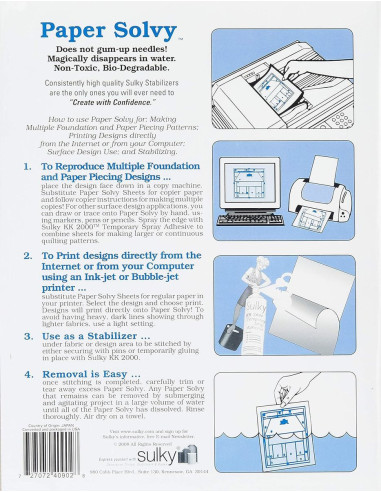 Set van 11 vellen wateroplosbare en bedrukbare stabilisator Sulky Paper Solvy
