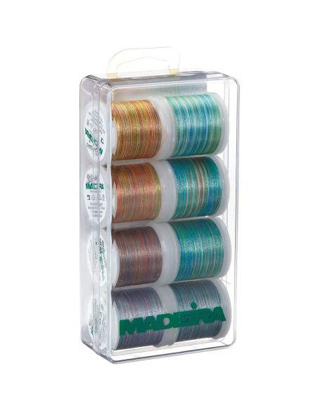 Mini doos met Polyneon 40 Multicolor borduurgarens Madeira