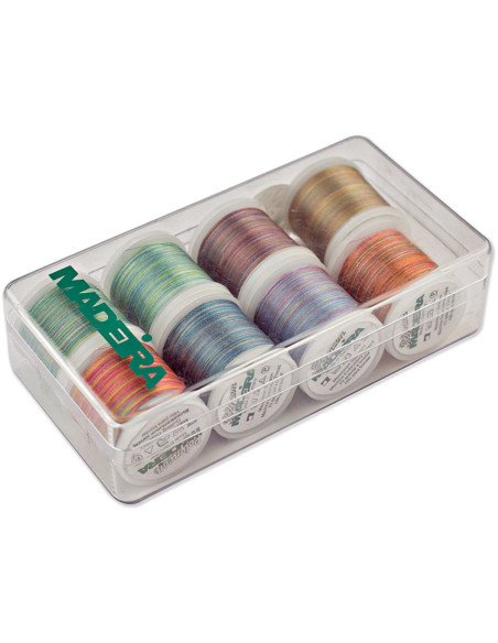 Mini doos met Polyneon 40 Multicolor borduurgarens Madeira