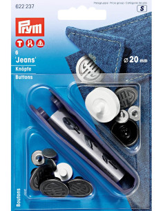 Doos met 6 jeansknopen 20mm