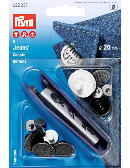 Doos met 6 jeansknopen 20mm