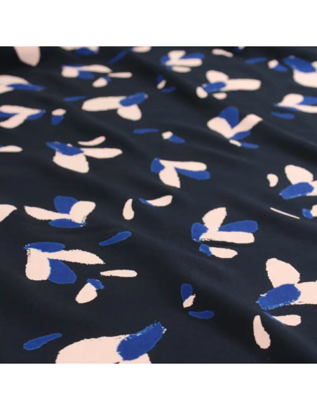 Viscose popeline stof Pétali marineblauw - Églantine & Zoé