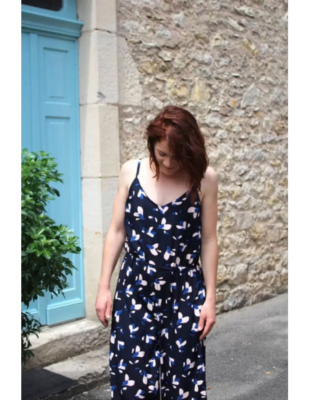 Viscose popeline stof Pétali marineblauw - Églantine & Zoé