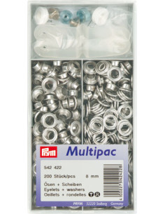 Multipack van 200 oogjes met ringen 8 mm - Zilver