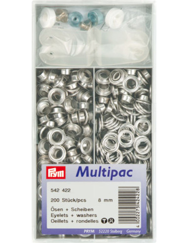 Multipack van 200 oogjes met ringen 8 mm - Zilver