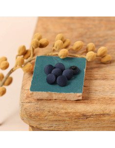 Satijnen beklede knoop op steel 10 mm - Denim