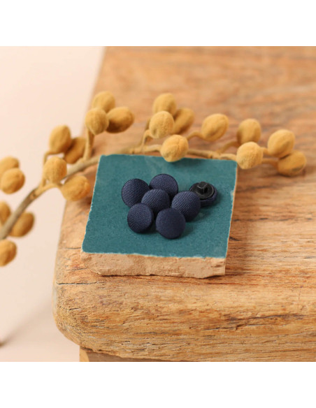 Satijnen beklede knoop op steel 10 mm - Denim