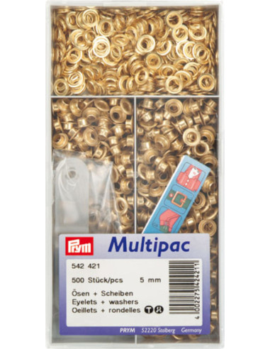 Multipack van 500 oogjes met ringen 5 mm - Goud