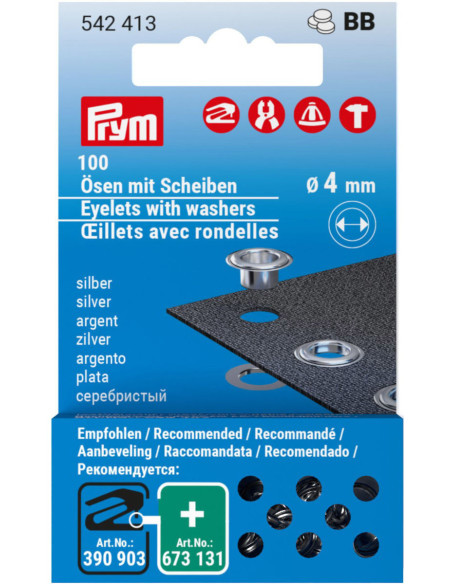 Navulverpakking van 100 oogjes met ringen 4 mm - Zilver