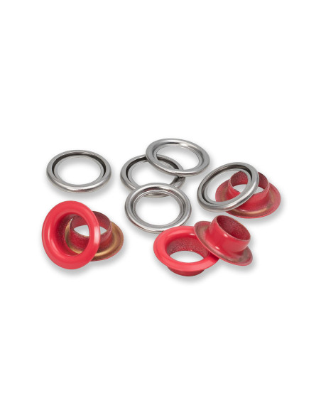 Doos met 15 oogjes met ringen 11 mm - Rood