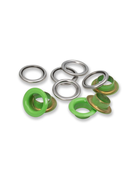 Doos met 15 oogjes en ringen 11 mm - Lichtgroen