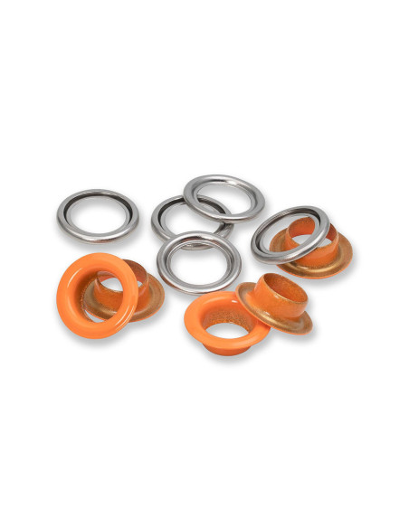 Doos met 15 oogjes en ringen 11 mm - Oranje