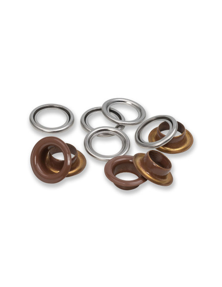 Doos met 15 oogjes met ringen 11 mm - Donkerbruin