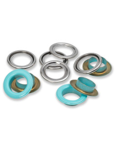 Doos met 15 nestelringen en ringen 14 mm - Mintgroen