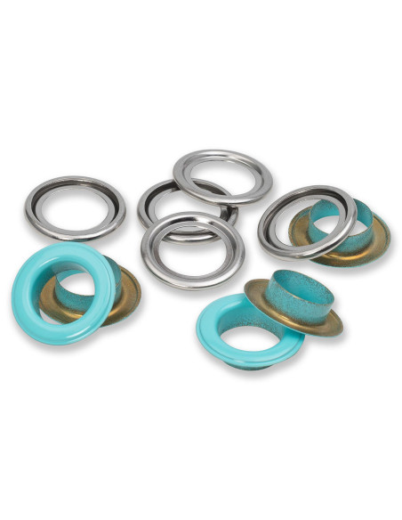 Doos met 15 nestelringen en ringen 14 mm - Mintgroen