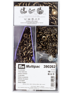 Multipack van 100 Anorak drukknopen - Messing 15 mm
