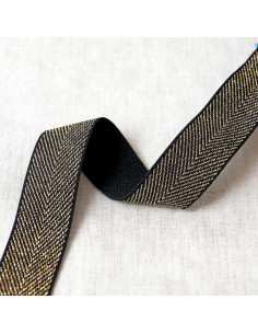 Elastische metalen chevron - Zwart en goud