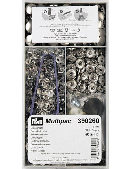 Multipack van 100 Anorak-drukknopen - Zilver 15 mm