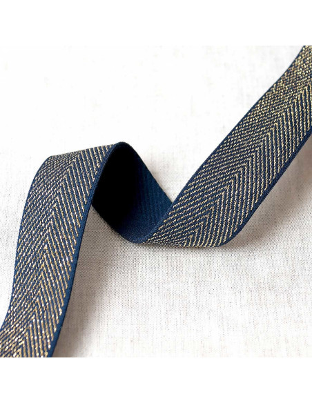 Elastische metalen chevron - Marineblauw en goud