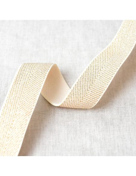 Elastiek metaal chevron - Ecru en goud