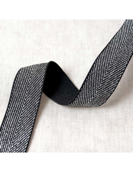 Elastische metalen chevron - Zwart en zilver