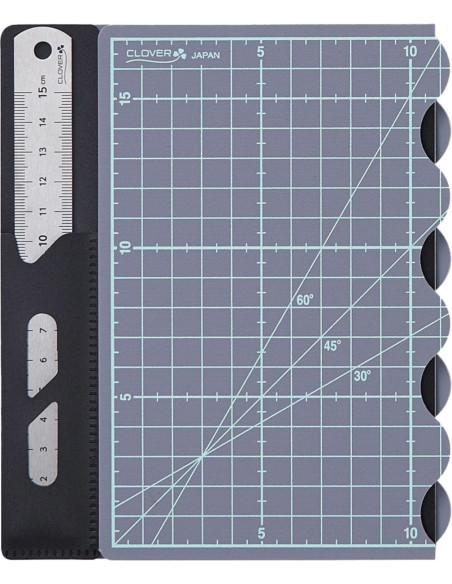 Opvouwbare snijmat Clover met metalen liniaal - 18 cm x 29 cm