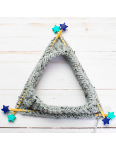 Breistopjes voor breinaalden - Blauwe en groene sterren 2