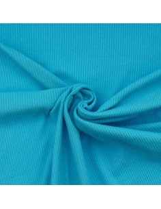 Geribbelde katoenen jersey stof - Turkooisblauw