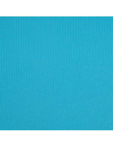 Geribbelde katoenen jersey stof - Turkooisblauw