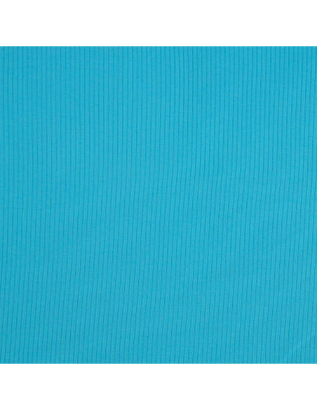 Geribbelde katoenen jersey stof - Turkooisblauw