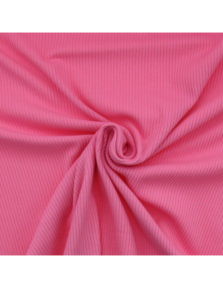 Geribbelde katoenen jersey stof - Roze
