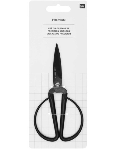 Rico Design precisieschaar met grote zwarte ringen 14 cm
